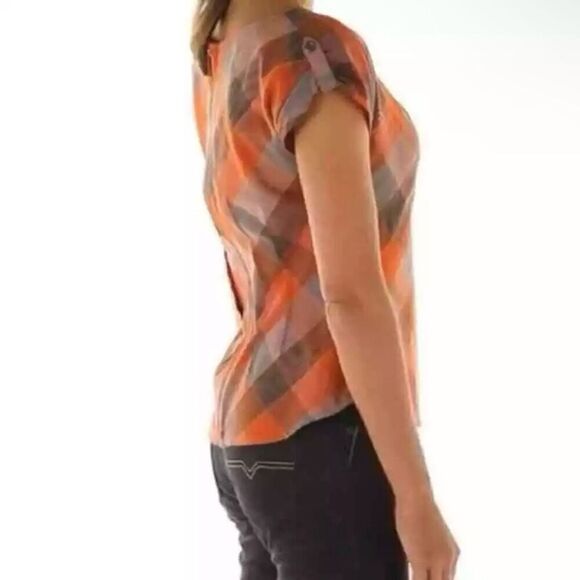 Patagonia San Benito Top Short Cap Sleeves Zip Closure Orange 52470 Women 8 - Picture 7 of 8